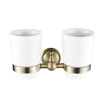 Стакан двойной для ванной комнаты Rose RG1122Q, бронза — фото 1, Стаканы для зубных щеток