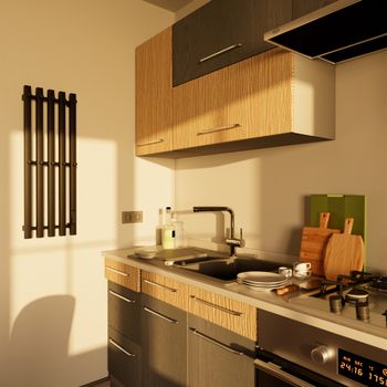 Полотенцесушитель электрический INARO ПРОФИЛЬНЫЙ 800х240 правый, скр.монтаж, СНШ, черный матовый(RAL 9005), (Ferrum, 10 крючков), Маргроид Inaro-8024-1081-9005R — фото 1, Электрические полотенцесушители