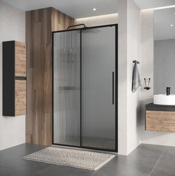 Дверь в нишу Niagara Nova NG-84-L12FHB (120х195) черный матовый,раздвижная влево,стекло рифленое,1 место — фото 3, Душевые двери в нишу