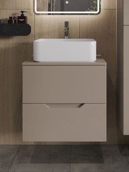 Orange Line Li-60TuLMDF+B02-460W тумба с раковиной подвесная 60 см, латте/белый Li-60TuLMDF+B02-460W — фото 2, Тумбы с раковиной