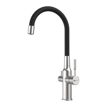 Expert Смеситель для кухни, гиб.излив, р/ОД, сталь/черный, LM, LM5083S-Black — фото 1, Смесители для кухни