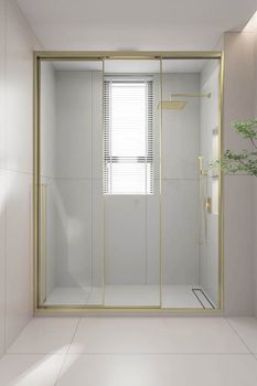 Душевая дверь раздвижная Premium Prato 300 G-R, 1200х2000, золото брашированный, стекло прозрачное PR3/R-120-01-G-C4 — фото 1, Раздвижные душевые двери