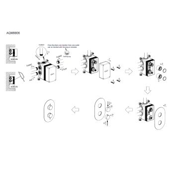 AQM8806MB Siena Встраиваемый термостат на 3 потр. в комплекте с внутр. частью, черный матовый — фото 2, Смесители