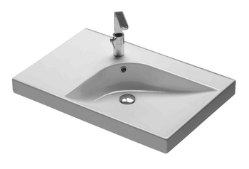 Раковина HATRIA GRANDANGOLO YXF801 подвесная или на тумбу с одним отверстием с переливом цвет белый — фото 1, Раковины