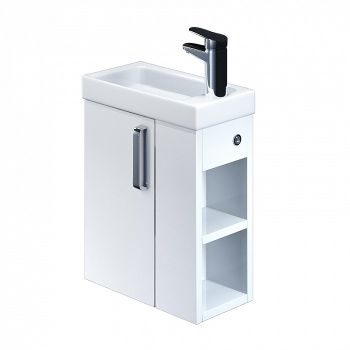 Тумба с раковиной IDDIS Torr 40 подвесная белая полки справа (TOR40WRi95K) — фото 2, Тумбы с раковиной