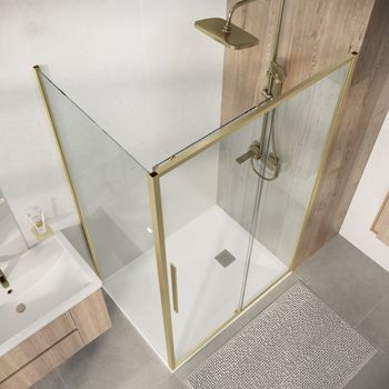 Душевое ограждение Niagara Nova NG-44-13ASG-A100SG-34 (130х100х195) прямоугольник,раздвижная,золото сатин,стекло прозрачное,2 места — фото 6, Душевые уголки