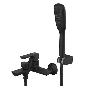 Ursus Смеситель для ванны, монолитный излив 187мм, р/ОД, черный, LM, LM7214BL — фото 1, Смеситель для ванны