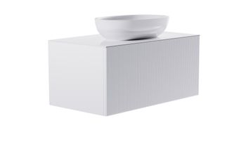 Тумба М-40 100см 1ящ цв белый мат./волна, раковина Атрия бел гл., столешница Solid бел гл. 4631177713316 — фото 3, Тумбы с раковиной
