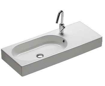 Раковина HATRIA AREA Y0UE01 подвесная или на тумбу с одним отверстием с переливом цвет белый — фото 1, Раковины