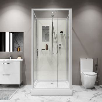 Душевая кабина Niagara Standart ST100/15Q/BK (100х100х200) квадрат,поддон 15см,распашная,проф.белый,без крыши,3 места — фото 5, Душевые кабины