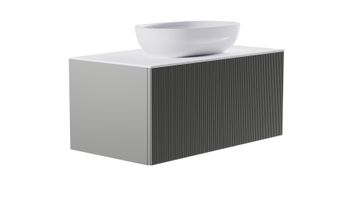 Тумба М-40 90см 1ящ цв NCS S 3502-y мат./волна, раковина Атрия бел гл., столешница Solid бел гл. 4631177713606 — фото 3, Тумбы с раковиной
