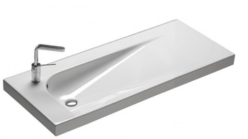 Раковина HATRIA GRANDANGOLO YXF301 подвесная или на тумбу с одним отверстием с переливом цвет белый — фото 1, Раковины