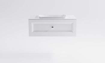 Тумба Классик 90 с 1ящ белый мат. с раковиной Ретро бел гл. и столешницей Solid бел гл. 4631177714153 — фото 1, Тумбы с раковиной