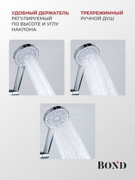 BOND B12-8200 Душевая стойка с термостатом и тропическим душем — фото 4, Душевые стойки