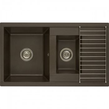 Мойка для кухни Делия 87 870x510x218 мм, прямоуг. с крылом и доп. чашей, кофе 1A716232DE280 — фото 2, Кухонные мойки