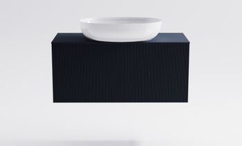 Тумба М-40 Slim 90см 1ящ RAL7024 мат./волна, раковина Атрия бел гл, столешница Solid в цвете 4631177716065 — фото 1, Тумбы с раковиной