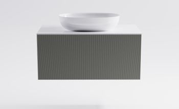 Тумба М-40 90см 1ящ цв NCS S 3502-y мат./волна, раковина Атрия бел гл., столешница Solid бел гл. 4631177713606 — фото 2, Тумбы с раковиной