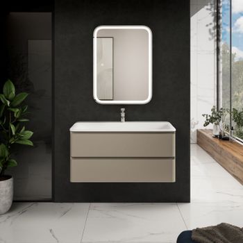 AQM900410BR "S4" тумба под умывальник подвесная 100 см., цвет бежевый. AQM900410BG — фото 1, Тумбы под раковину