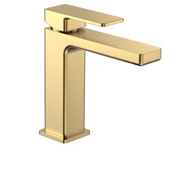 AQM6810BG Savona Смеситель для раковины 125мм, гладкий, подводка 1⁄2", золото шлифованное — фото 1, Смесители для раковины