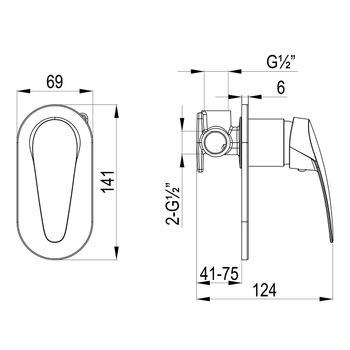 Смеситель Lemark Linara LM0423C для душа, встраиваемый — фото 1, Смеситель для душа