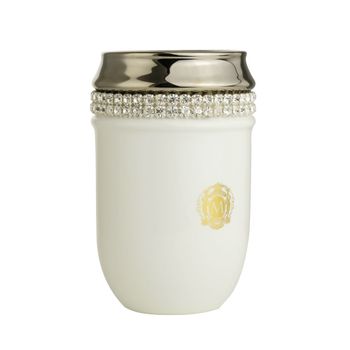 DUBAI Стакан настольный, керамика белая/swarovski/декор платина/хром 28454 — фото 1, Стаканы для зубных щеток