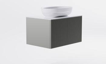 Тумба М-40 80см 1ящ цв NCS S 3502-y мат./волна, раковина Атрия бел гл., столешница Solid бел гл. 4631177713545 — фото 4, Тумбы с раковиной