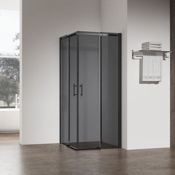 Душевой угол Veconi Rovigo RV-50B, 1000х900х1950, черный, стекло тонированное RV50B-10090-05-C8 — фото 1, Душевые уголки