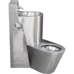 Туалет из нержавеющей стали с умывальником COMBI антивандальный левый настенный, шт 13124.L — фото 1, Аксессуары и оборудование для общественных мест