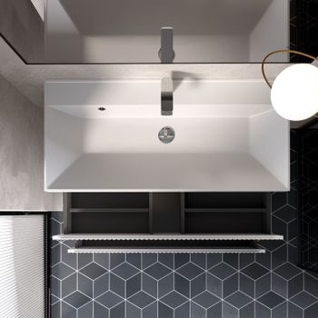 AQM900110WH "S1" тумба под умывальник подвесная 100 см., цвет белый глянец. — фото 2, Тумбы под раковину