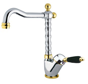 Смеситель для раковины Fiore IMPERIAL BLACK 89CO2245, хром/золото — фото 1, Смесители для раковины