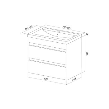 Тумба с умывальником IDDIS Zodiac X подвесная, 70 см, белый, подходит умыв. 4077000i28 (ZDX70W0i95K) — фото 1, Тумбы с раковиной