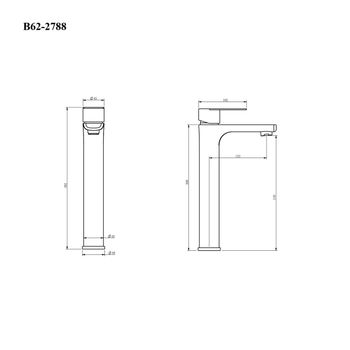 BOND Smart B62-2788 Смеситель однорычажный высокий без донного клапана для накладной раковины — фото 21, Смесители для раковины
