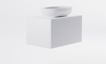 Тумба М-40 80см 1ящ цв белый мат./волна, раковина Атрия бел гл., столешница Solid бел гл. 4631177713590 — фото 4, Тумбы с раковиной