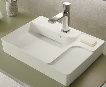 CREAVIT Раковина мебельная накладная БЕЛАЯ МАТОВАЯ RB064-00MB42E-0000 — фото 1, Раковины накладные