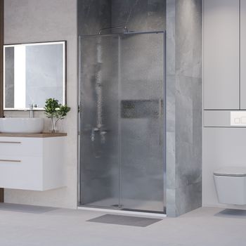 Дверь в нишу Niagara Nova NG-65-13CH (130х195) хром,стекло шиншилла,дверь раздвижная,1 место — фото 3, Душевые двери в нишу