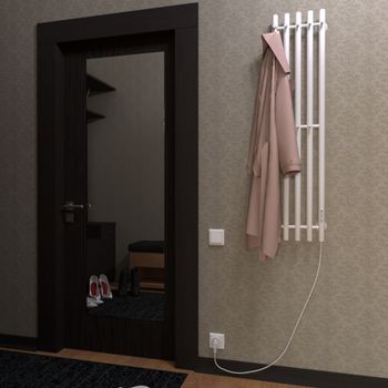 Полотенцесушитель электрический INARO 1200х240 правый, скр.монтаж, СНШ, белый матовый(RAL 9016), (Ferrum, 8 крючков), Маргроид Inaro-12024-1049-9016R — фото 3, Электрические полотенцесушители