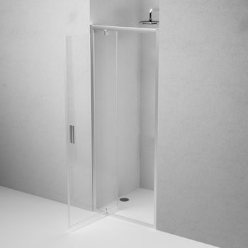 W90G-80-1P-MT Gem дверь душевая распашн 80x195,серебро, стекло прозрачн — фото 3, Душевые двери в нишу