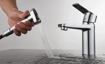 Смеситель для раковины с гиг. душем D&K Rhein DA1322601, хром — фото 1, Смесители для раковины