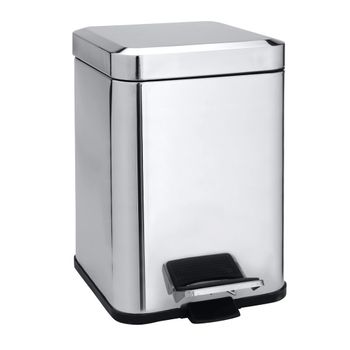 125115071 HOTEL Квадратная мусорная корзина 6 л сталь полированная BEMETA — фото 1, Мусорные ведра