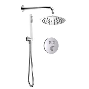 AQM8405CR Набор для комплектации душа с термостатом и регулировкой напора, хром — фото 1, Душевые системы