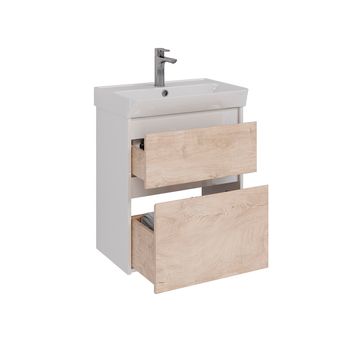 Тумба Lemark COMBI 60 см под 1 раковину, подвесная/напольная, 2 ящика, цвет фасада: Дуб кантри, цвет LM03C60T-dub — фото 1, Тумбы под раковину