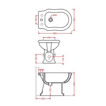 Биде Artceram Hermitage напольное с одним отверстием цвет черный HEB002 03 00 — фото 1, Биде напольные