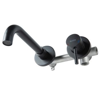 BOND Smart B68-4288 Смеситель настенный для раковины с внутренней частью, однорычажный черный матовый — фото 5, Смесители для раковины