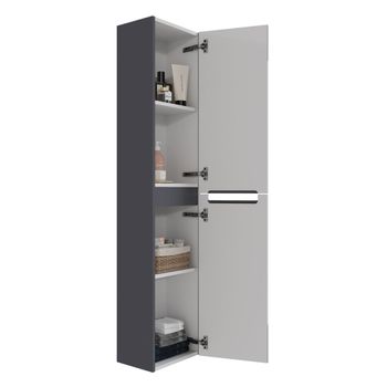 Пенал EUPHORIA, 35см, подвесной/напольный, 2 дверцы, 2 полки, серый базальт матовый 99.2026 — фото 1, Пеналы для ванной комнаты