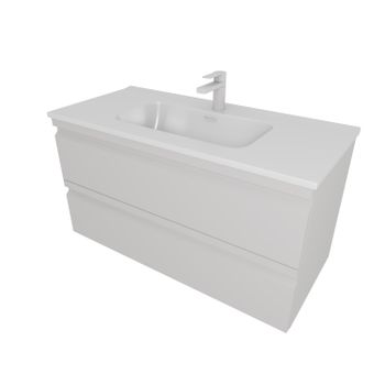 AQ77100-LG Комплект мебели: Тумба 100см ВЕГА с раковиной AQ4100-00, 2 ящика, цвет серый туман — фото 1, Комплекты мебели для ванной