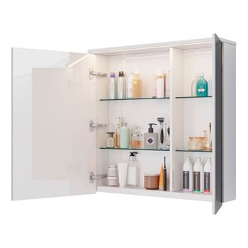 Шкаф зеркальный Lemark ZENON 80х80 см 2-х дверный, с козырьком-подсветкой, с розеткой, цвет корпуса: LM80ZS-Z — фото 1, Зеркальные шкафы в ванную