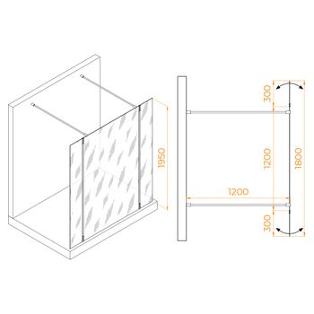 Душевая перегородка RGW WA-052Gb (WA-016Gb+2Z-071Gb) 1200 351005223-16 — фото 1, Душевые перегородки