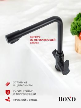 BOND Smart B65-0488 Смеситель для кухни под фильтр с краном для питьевой воды, черный матовый — фото 4, Смесители для кухни