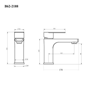 BOND Smart B62-2188 Смеситель однорычажный без донного клапана для раковины — фото 17, Смесители для раковины