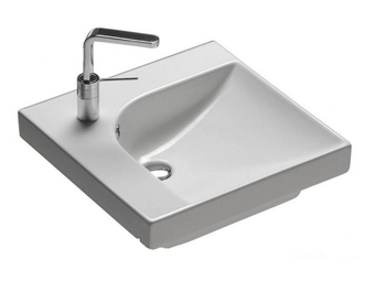 Раковина HATRIA GRANDANGOLO YXER01 накладная или на тумбу с одним отверстием с переливом цвет белый — фото 1, Раковины